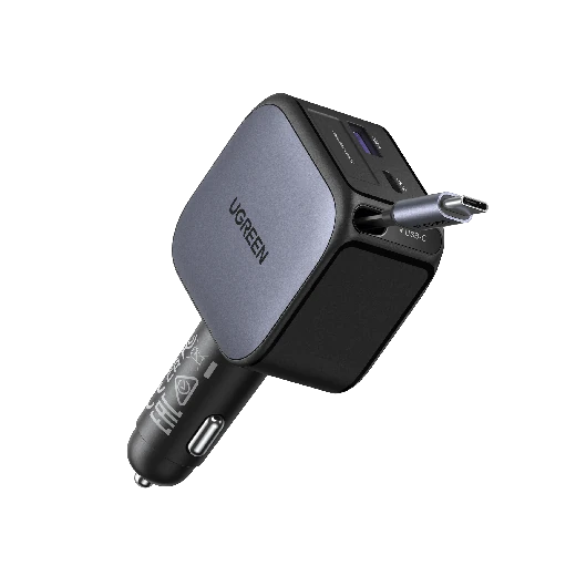 UGREEN Cargador de carro Nexode 60W, cable retráctil