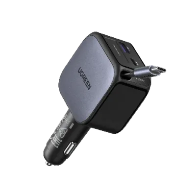 UGREEN Cargador de carro Nexode 60W, cable retráctil